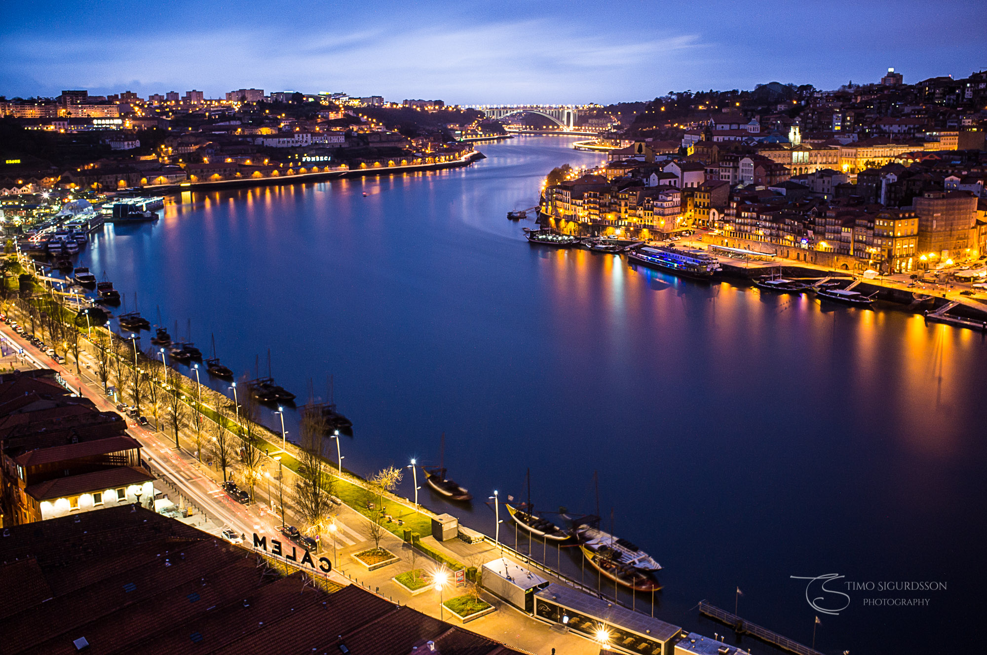 Porto, Portugal. River Douro at night.