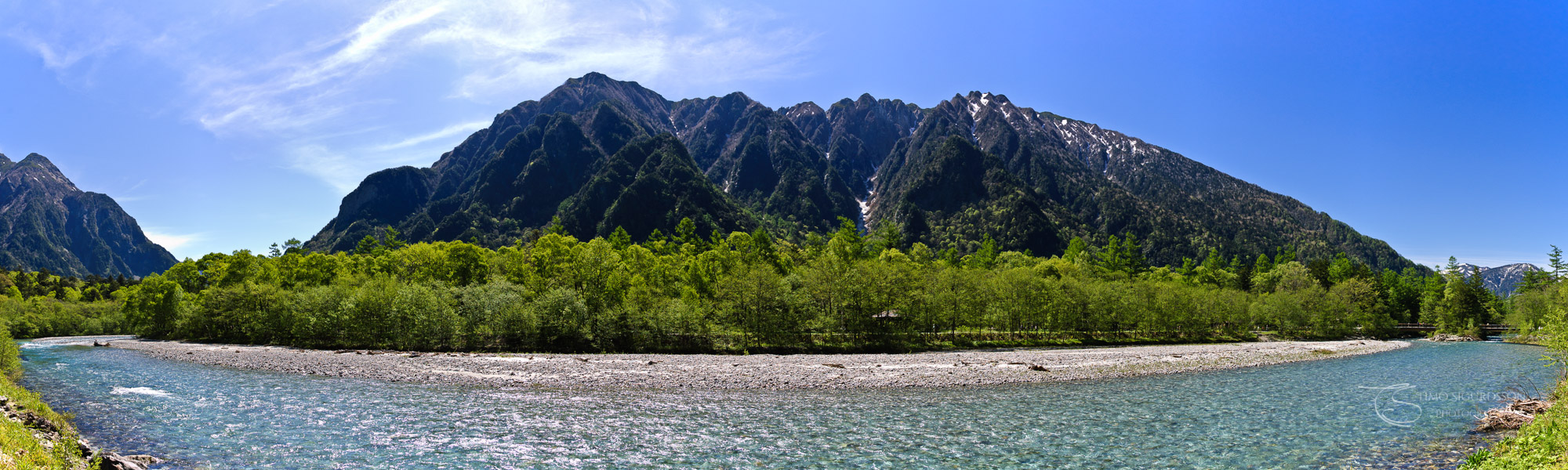 Kamikochi National Park, Japan. Valley panorama. Azusa river.