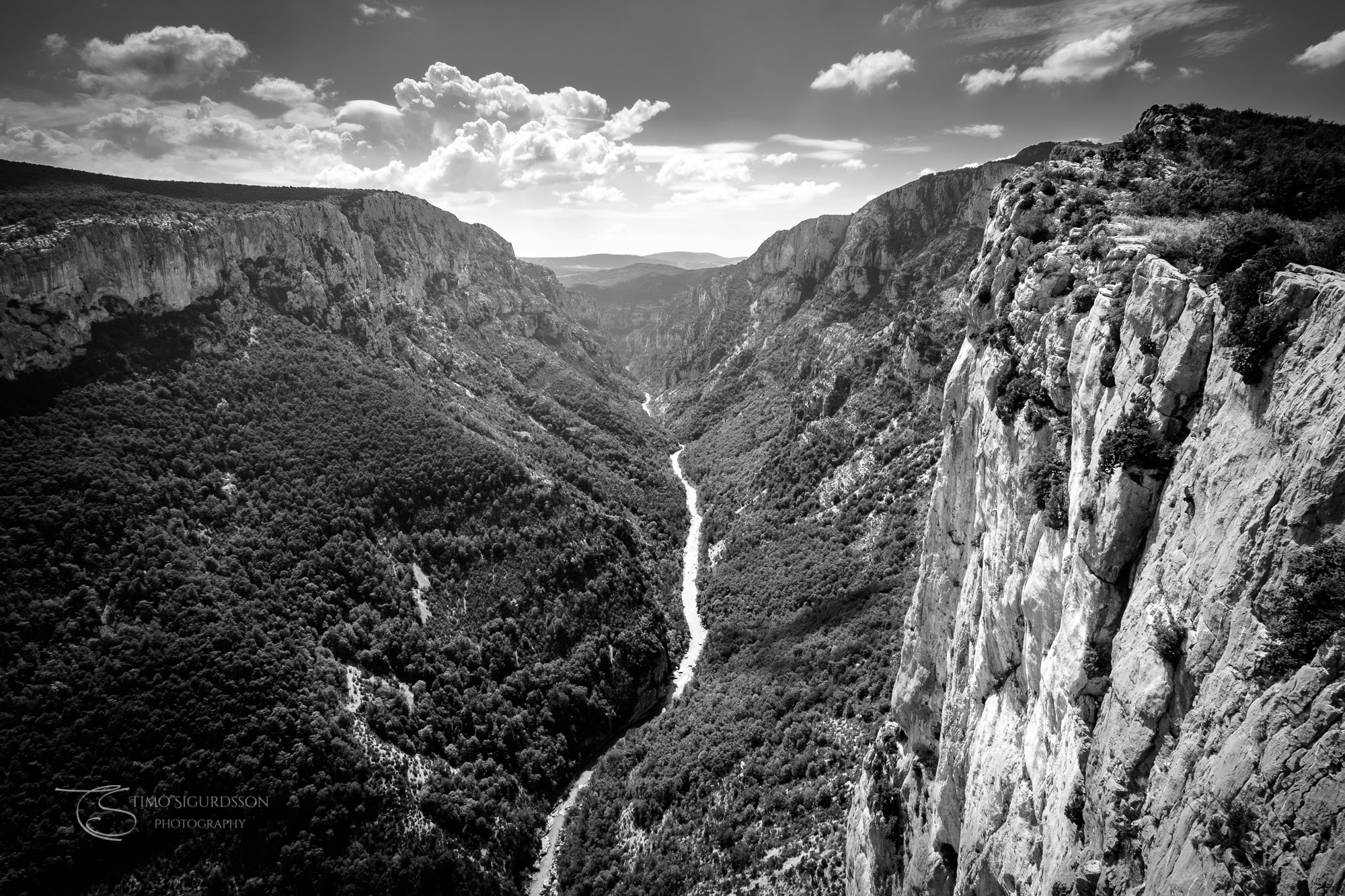 Haute Provence, France. Mountains seperated by a river.