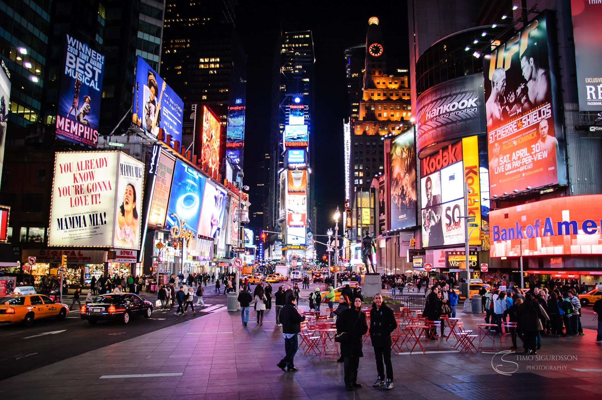 Times Square, New York City, USA. Lights at night.